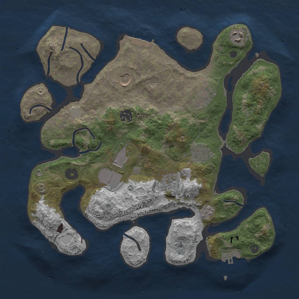 Rust Map: Procedural Map, Size: 3500, Seed: 3612629, 16 Monuments