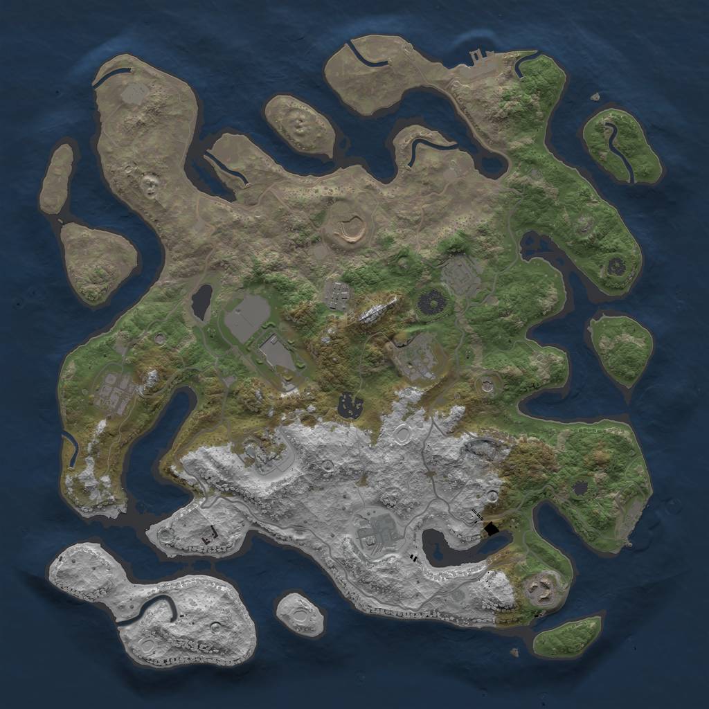 Rust Map: Procedural Map, Size: 4000, Seed: 244076, 18 Monuments