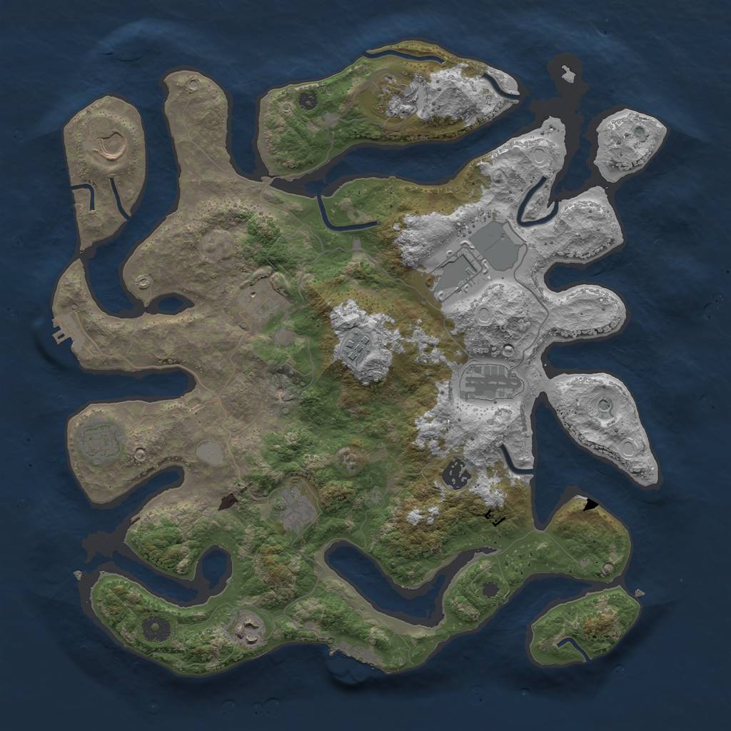 Rust Map: Procedural Map, Size: 3950, Seed: 89856039, 18 Monuments