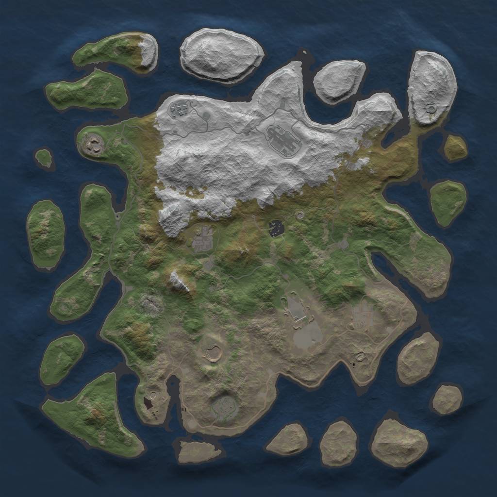 Rust Map: Barren, Size: 4500, Seed: 1099247, 12 Monuments