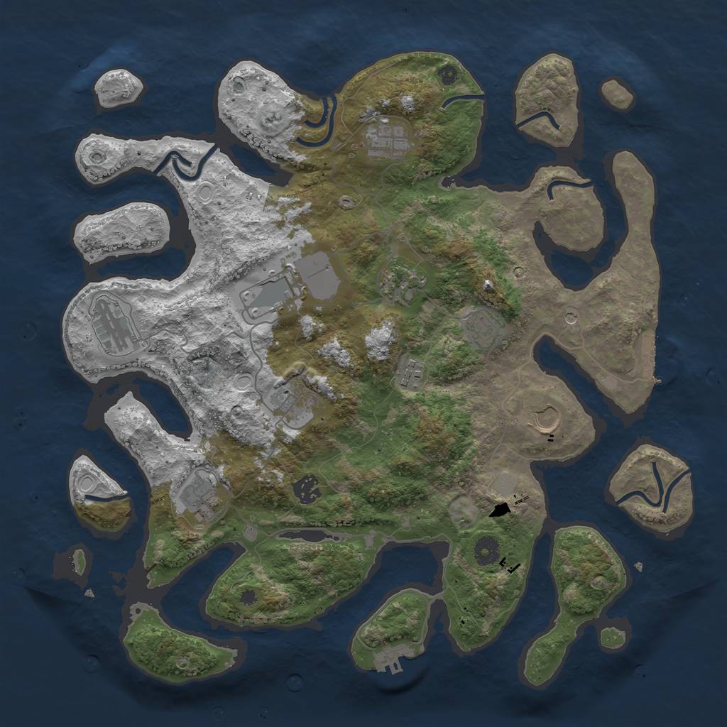Rust Map: Procedural Map, Size: 3950, Seed: 1398064232, 18 Monuments