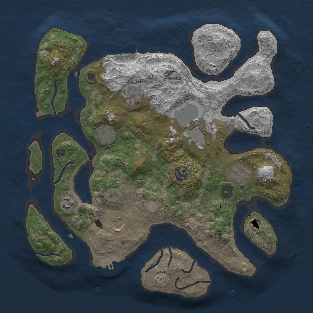 Rust Map: Procedural Map, Size: 3550, Seed: 671846, 14 Monuments