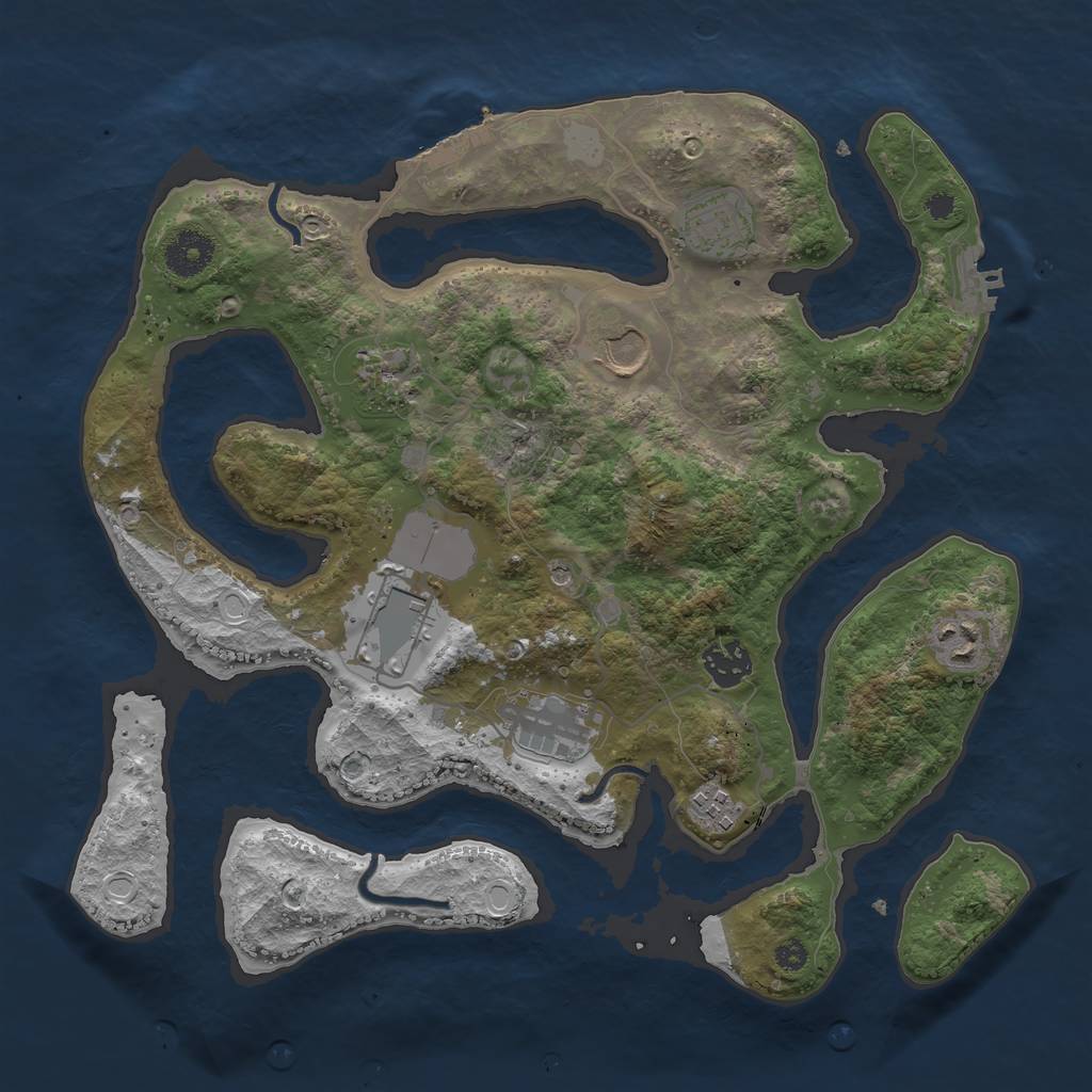 Rust Map: Procedural Map, Size: 3500, Seed: 21123078, 16 Monuments