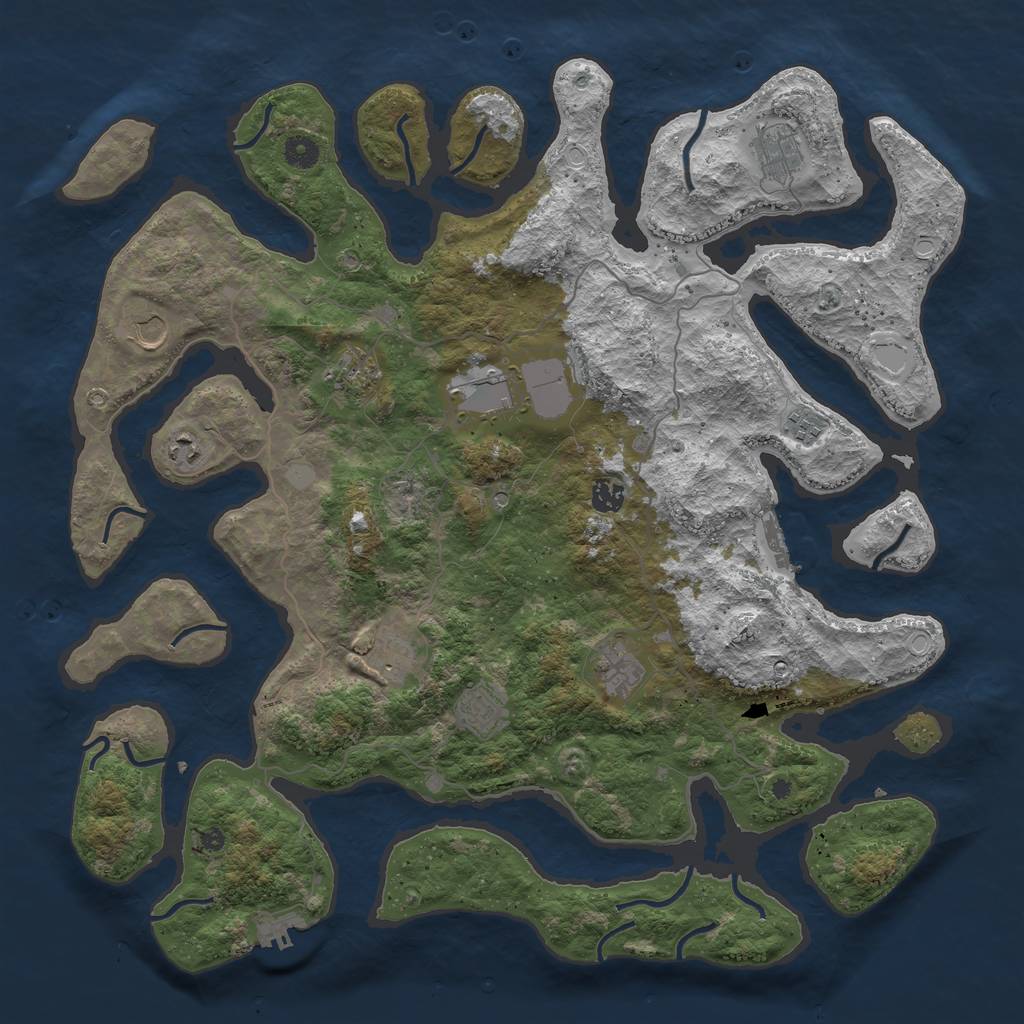 Rust Map: Procedural Map, Size: 4500, Seed: 6391104, 18 Monuments