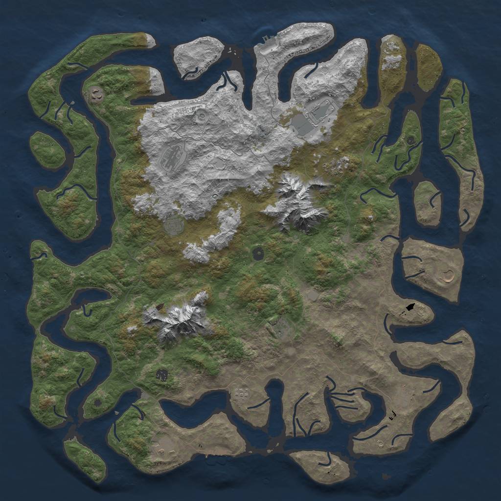 Rust Map: Procedural Map, Size: 6000, Seed: 32832173, 19 Monuments