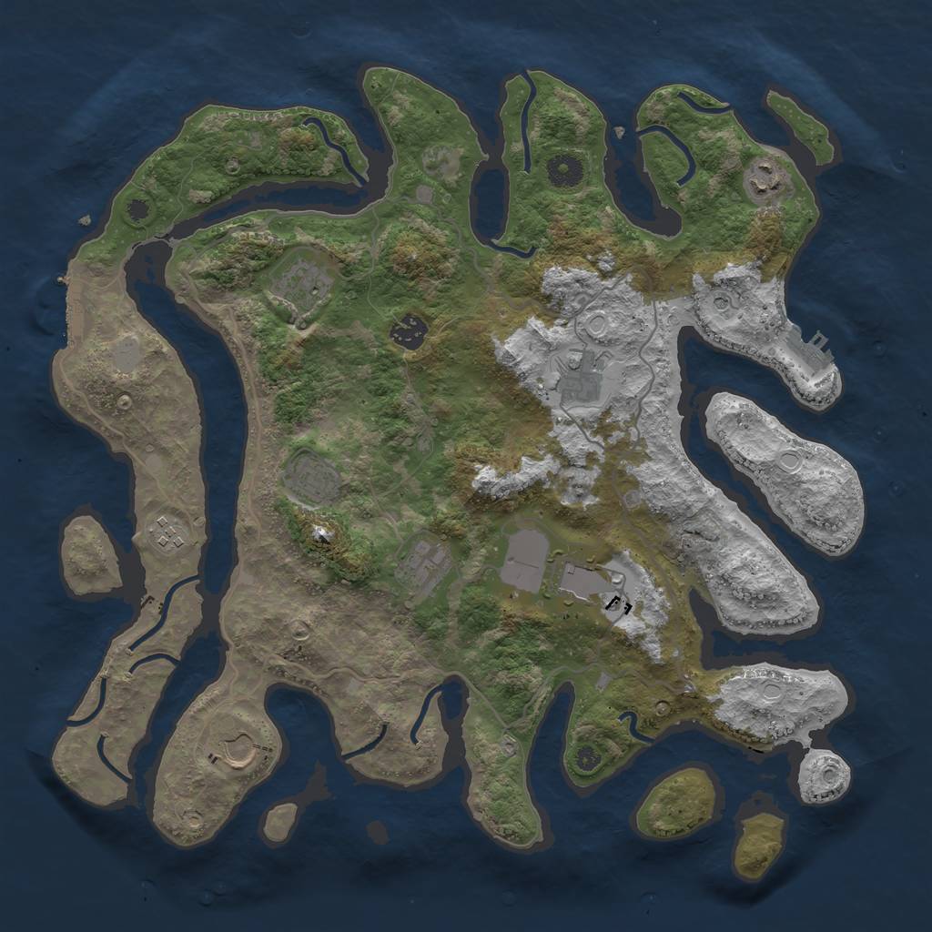 Rust Map: Procedural Map, Size: 4000, Seed: 111886, 17 Monuments
