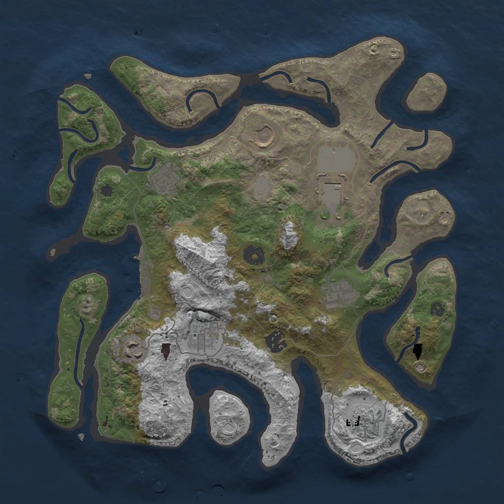 Rust Map: Procedural Map, Size: 3550, Seed: 115262, 14 Monuments