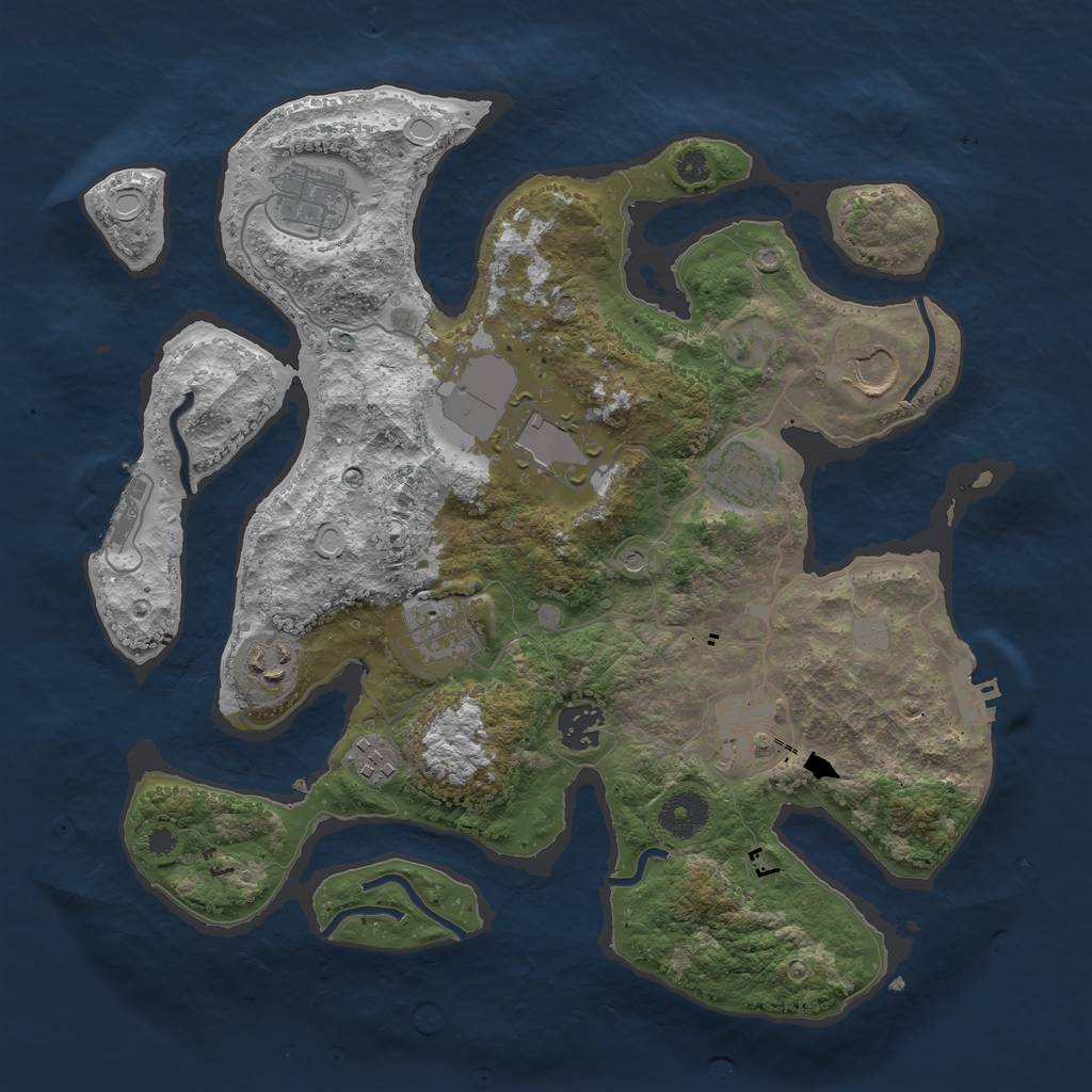 Rust Map: Procedural Map, Size: 3500, Seed: 400789690, 17 Monuments