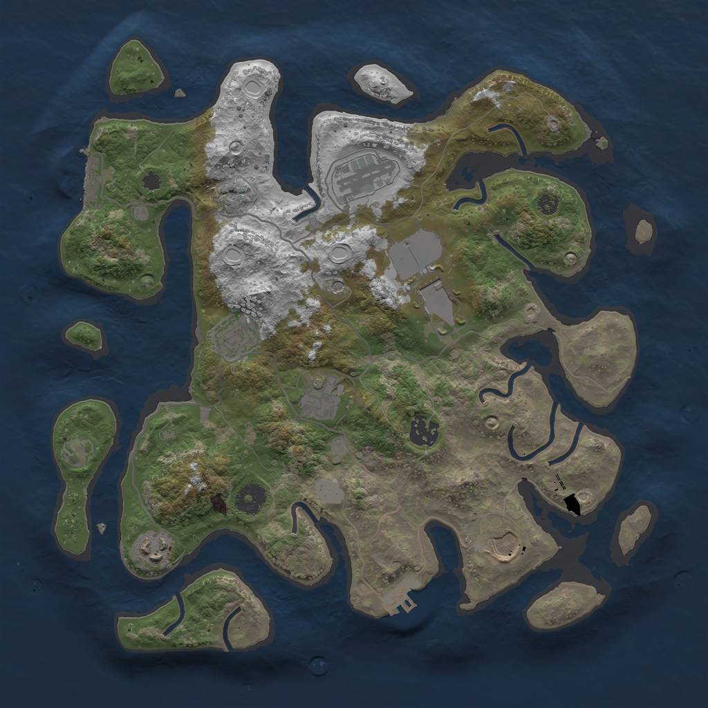 Rust Map: Procedural Map, Size: 3500, Seed: 351343847, 15 Monuments