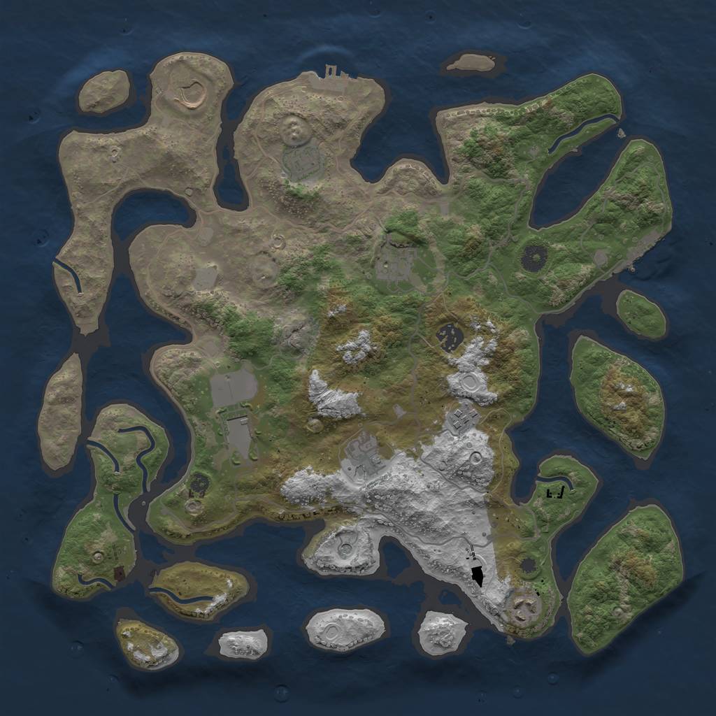 Rust Map: Procedural Map, Size: 4000, Seed: 358055, 16 Monuments