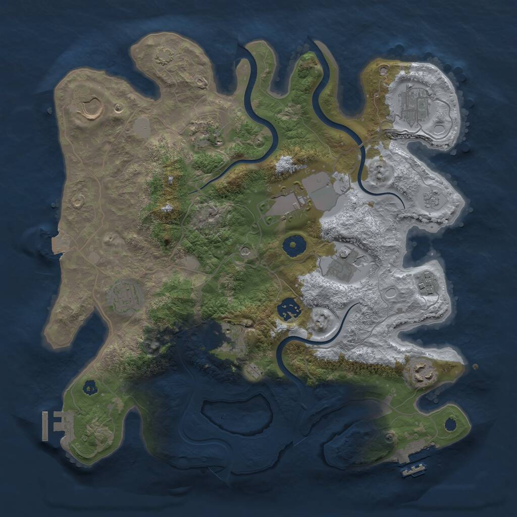 Rust Map: Procedural Map, Size: 3500, Seed: 3000505, 16 Monuments