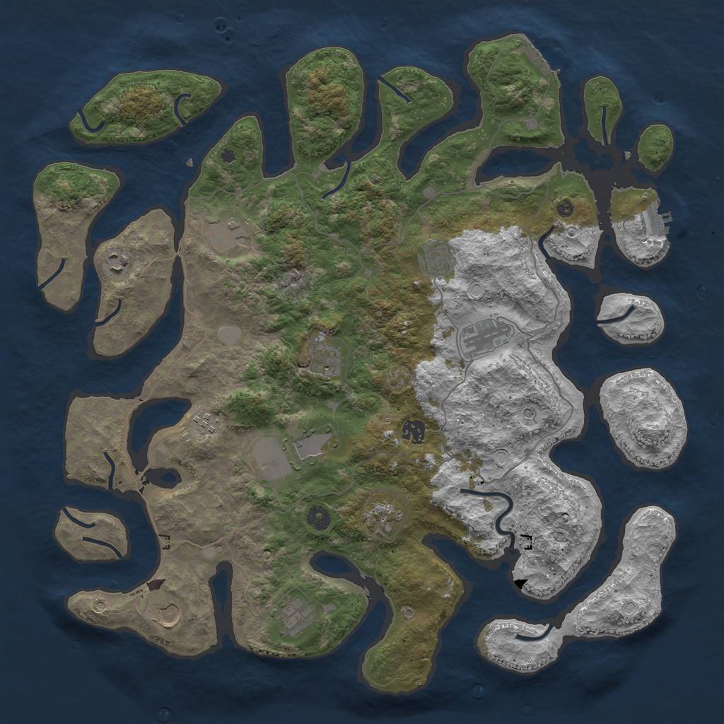Rust Map: Procedural Map, Size: 4500, Seed: 4088001, 19 Monuments