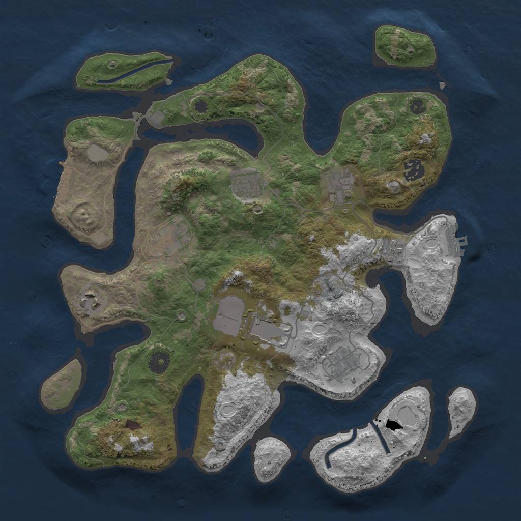 Rust Map: Procedural Map, Size: 3550, Seed: 521620, 15 Monuments