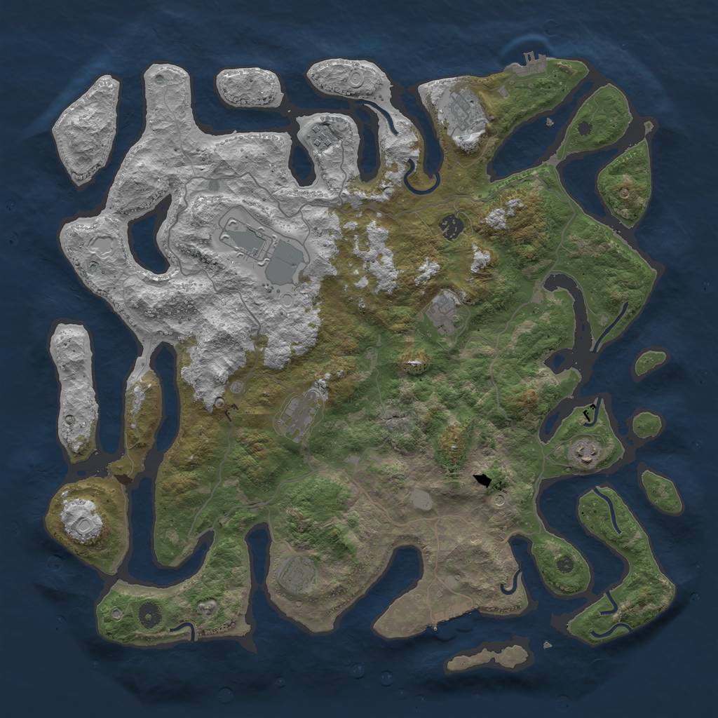 Rust Map: Procedural Map, Size: 4500, Seed: 4164706, 16 Monuments