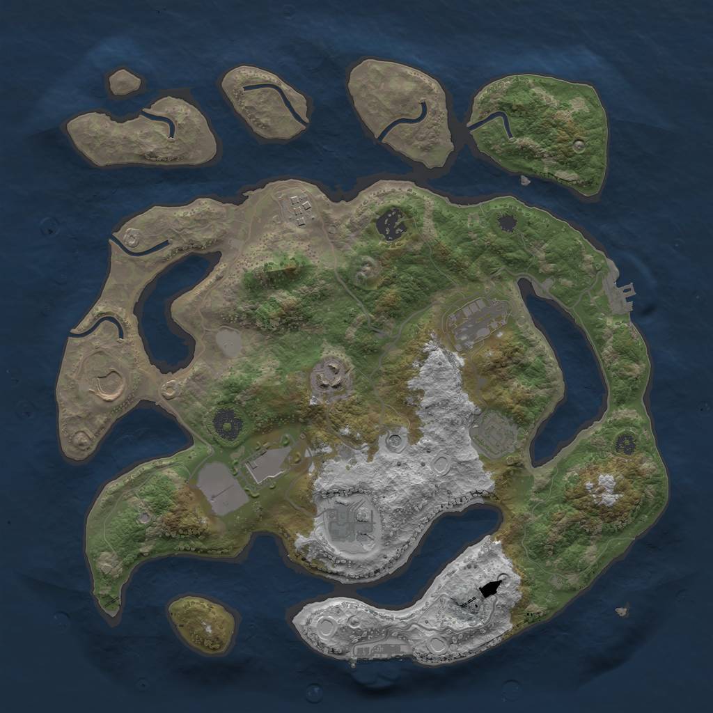 Rust Map: Procedural Map, Size: 3550, Seed: 322031, 16 Monuments