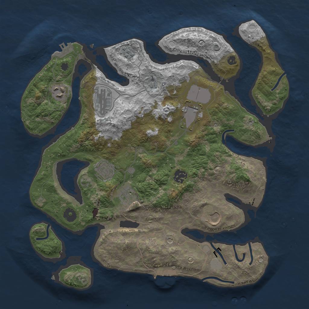 Rust Map: Procedural Map, Size: 3545, Seed: 2067724644, 16 Monuments