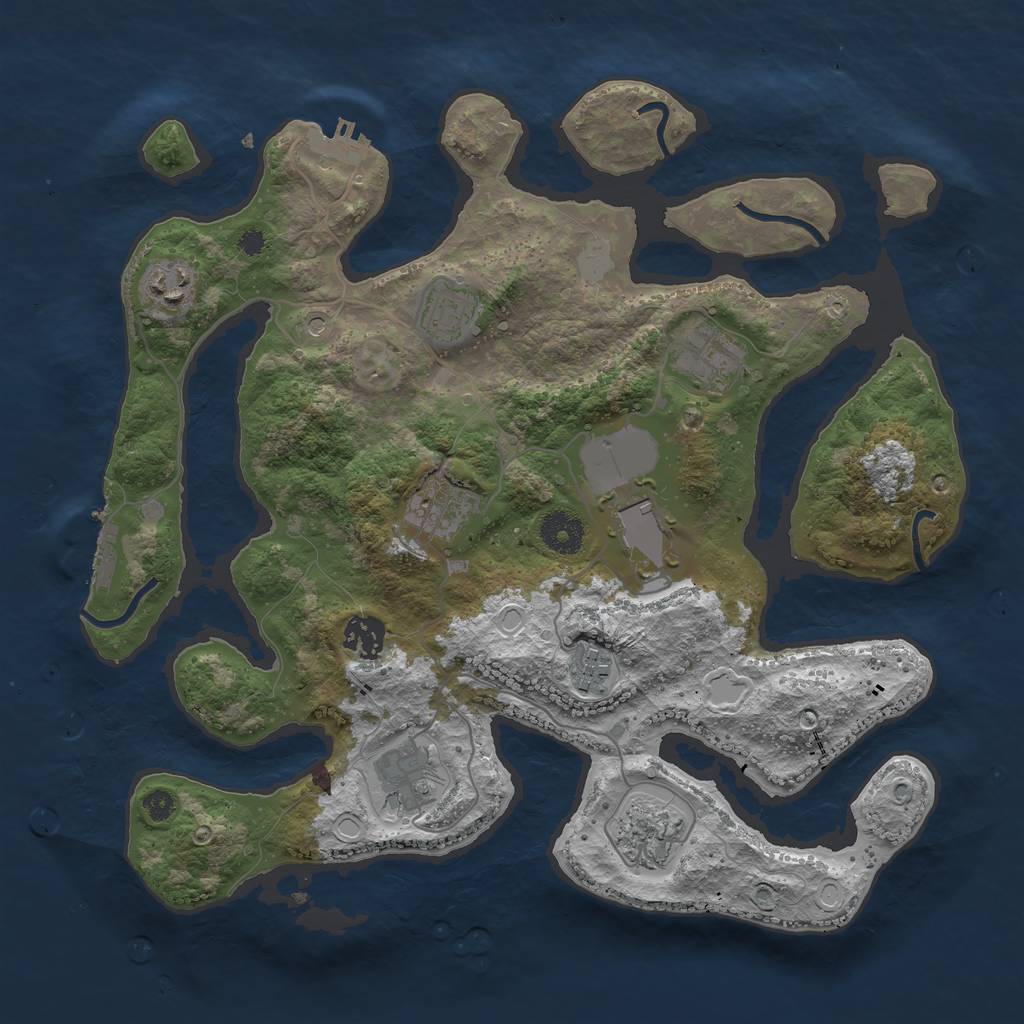 Rust Map: Procedural Map, Size: 3550, Seed: 759185, 17 Monuments