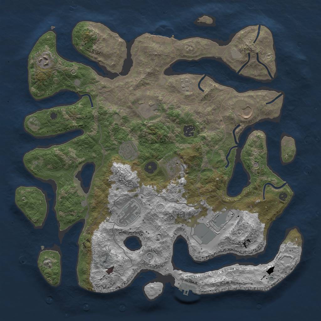 Rust Map: Procedural Map, Size: 4000, Seed: 153506, 17 Monuments