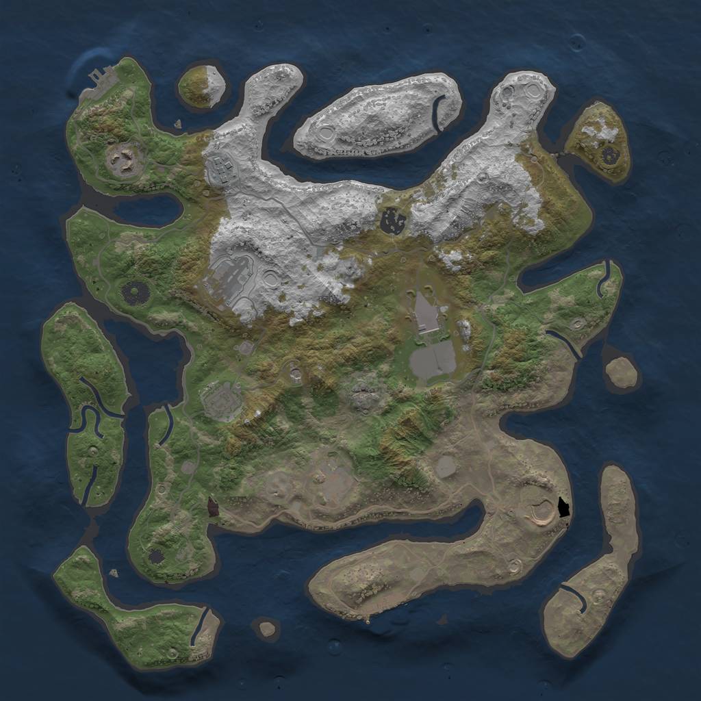Rust Map: Procedural Map, Size: 4000, Seed: 291482, 16 Monuments