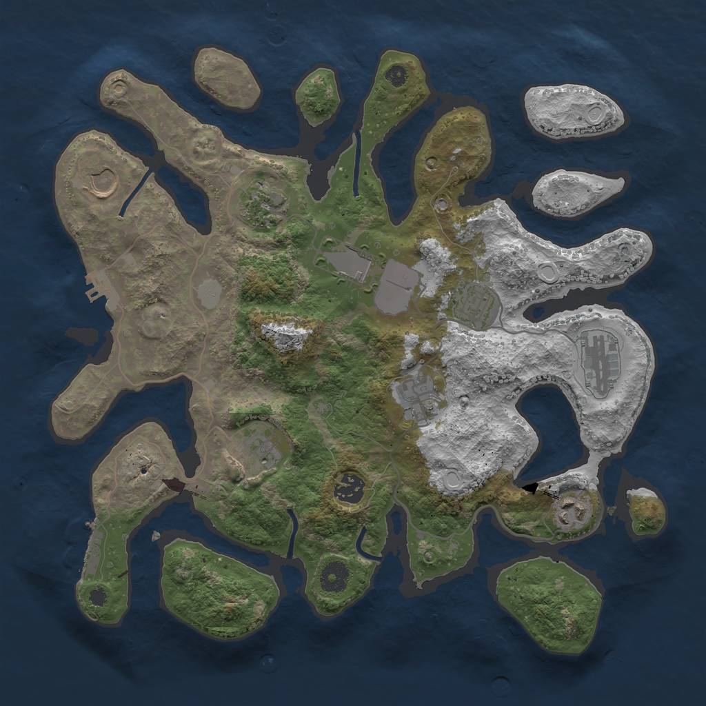 Rust Map: Procedural Map, Size: 3550, Seed: 470369, 16 Monuments