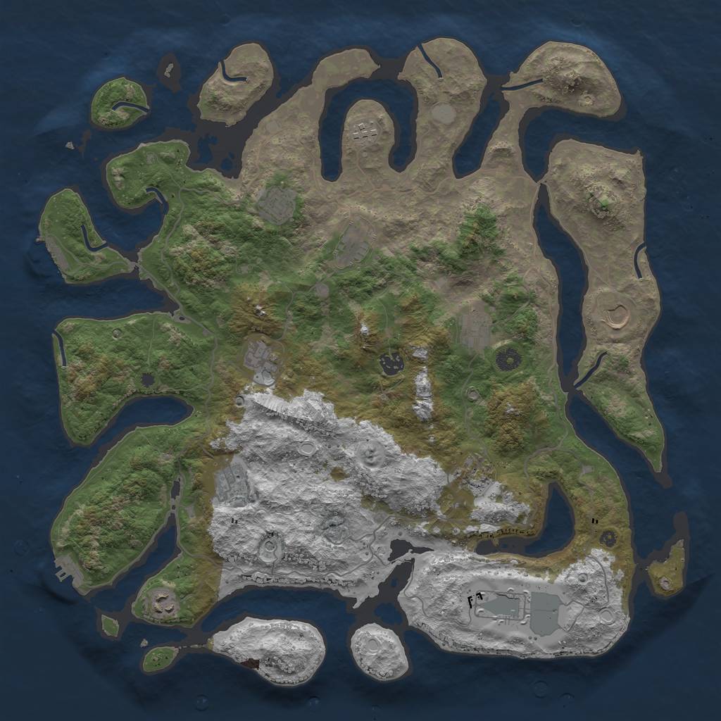 Rust Map: Procedural Map, Size: 4500, Seed: 555, 19 Monuments