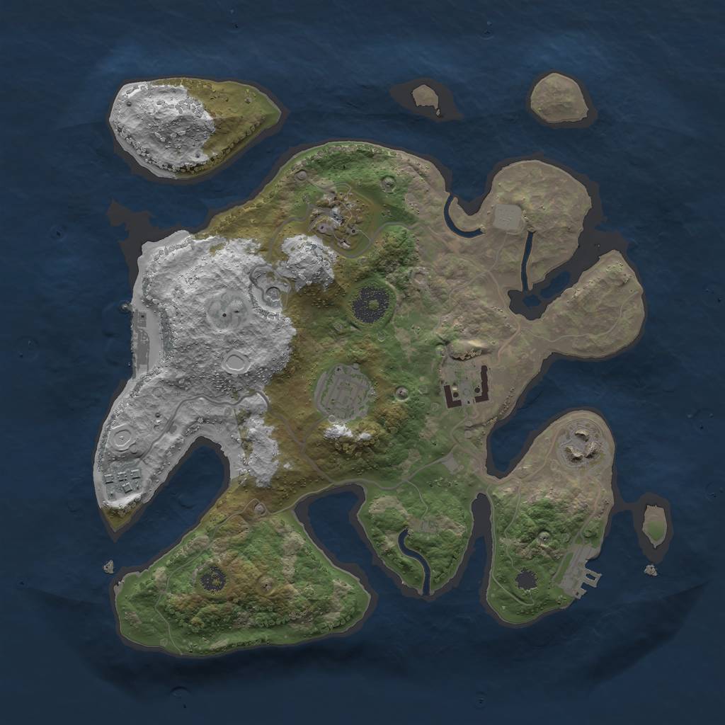 Rust Map: Procedural Map, Size: 3000, Seed: 477, 13 Monuments