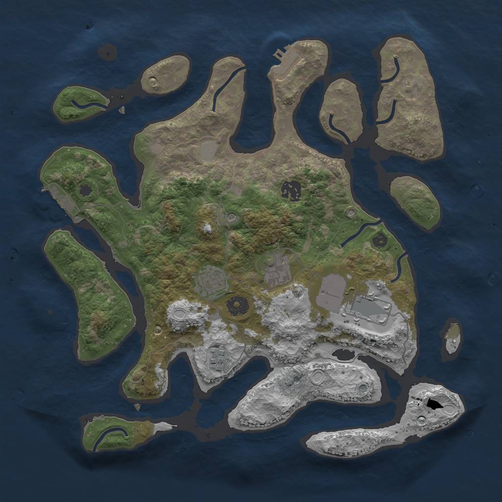 Rust Map: Procedural Map, Size: 3550, Seed: 10633, 13 Monuments