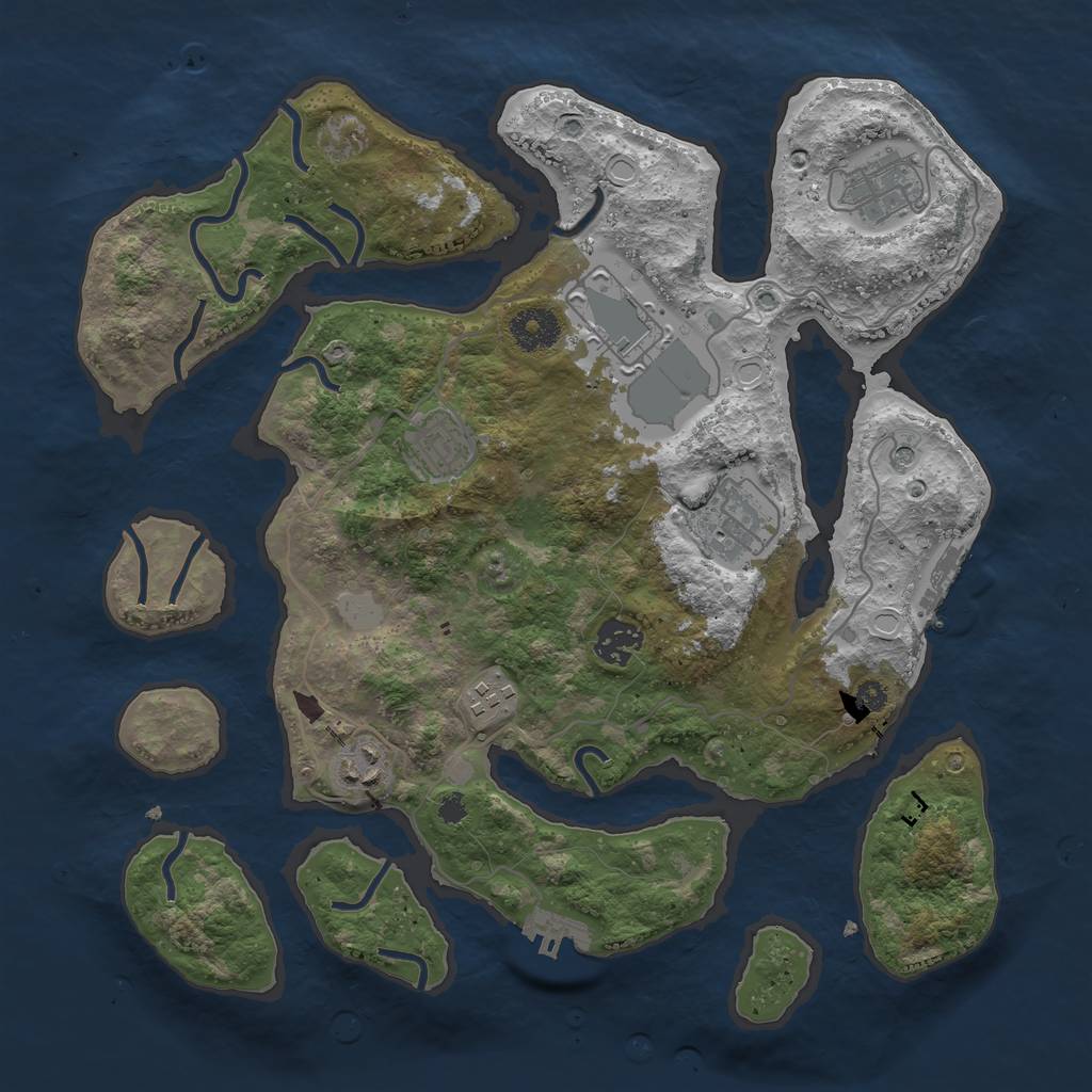 Rust Map: Procedural Map, Size: 3500, Seed: 2117888872, 15 Monuments
