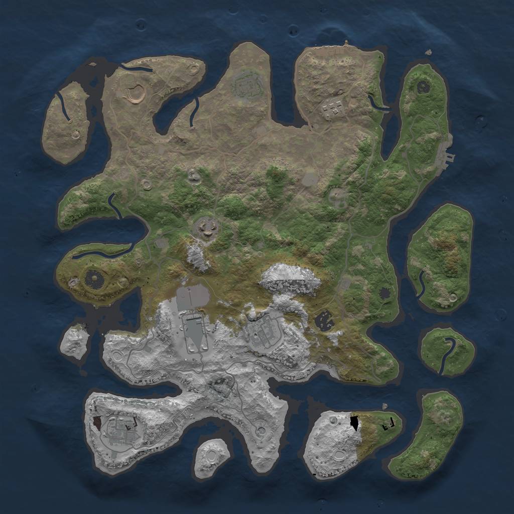Rust Map: Procedural Map, Size: 4000, Seed: 535604, 16 Monuments