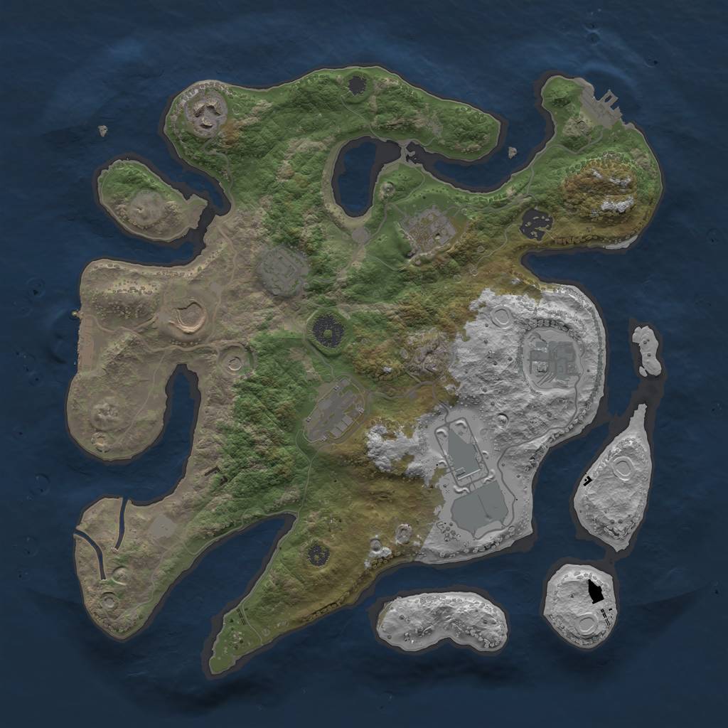 Rust Map: Procedural Map, Size: 3500, Seed: 868768479, 16 Monuments