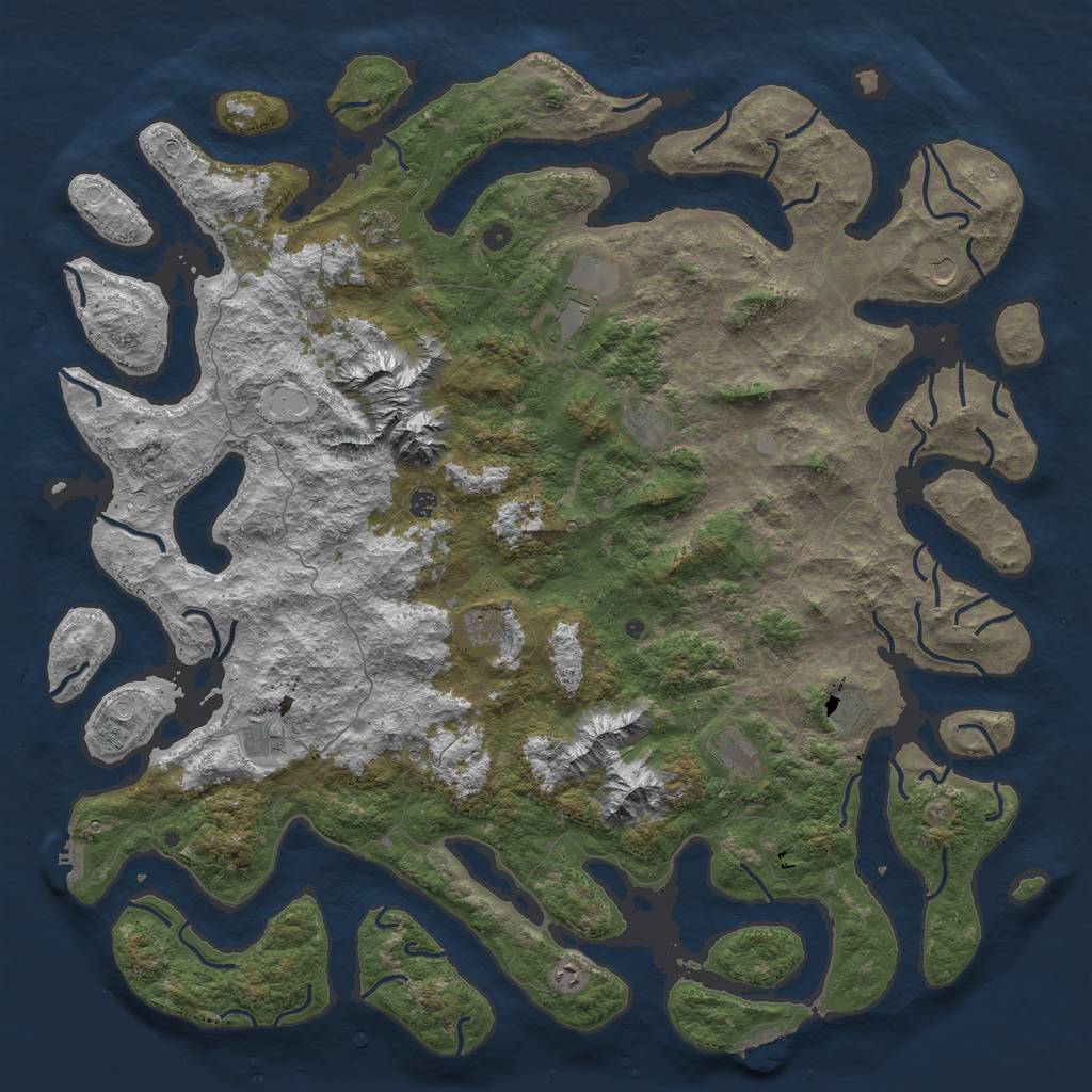 Rust Map: Procedural Map, Size: 6000, Seed: 60000943, 19 Monuments