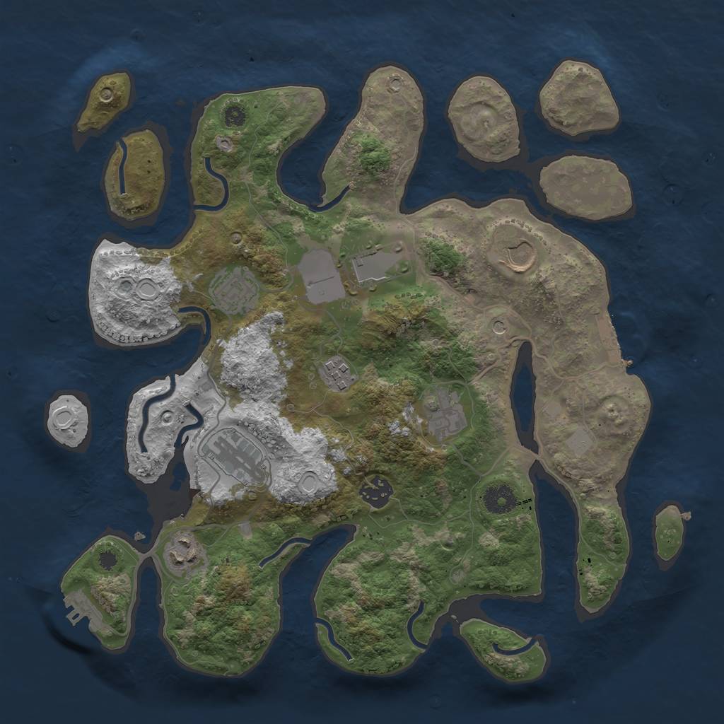 Rust Map: Procedural Map, Size: 3500, Seed: 910158, 16 Monuments