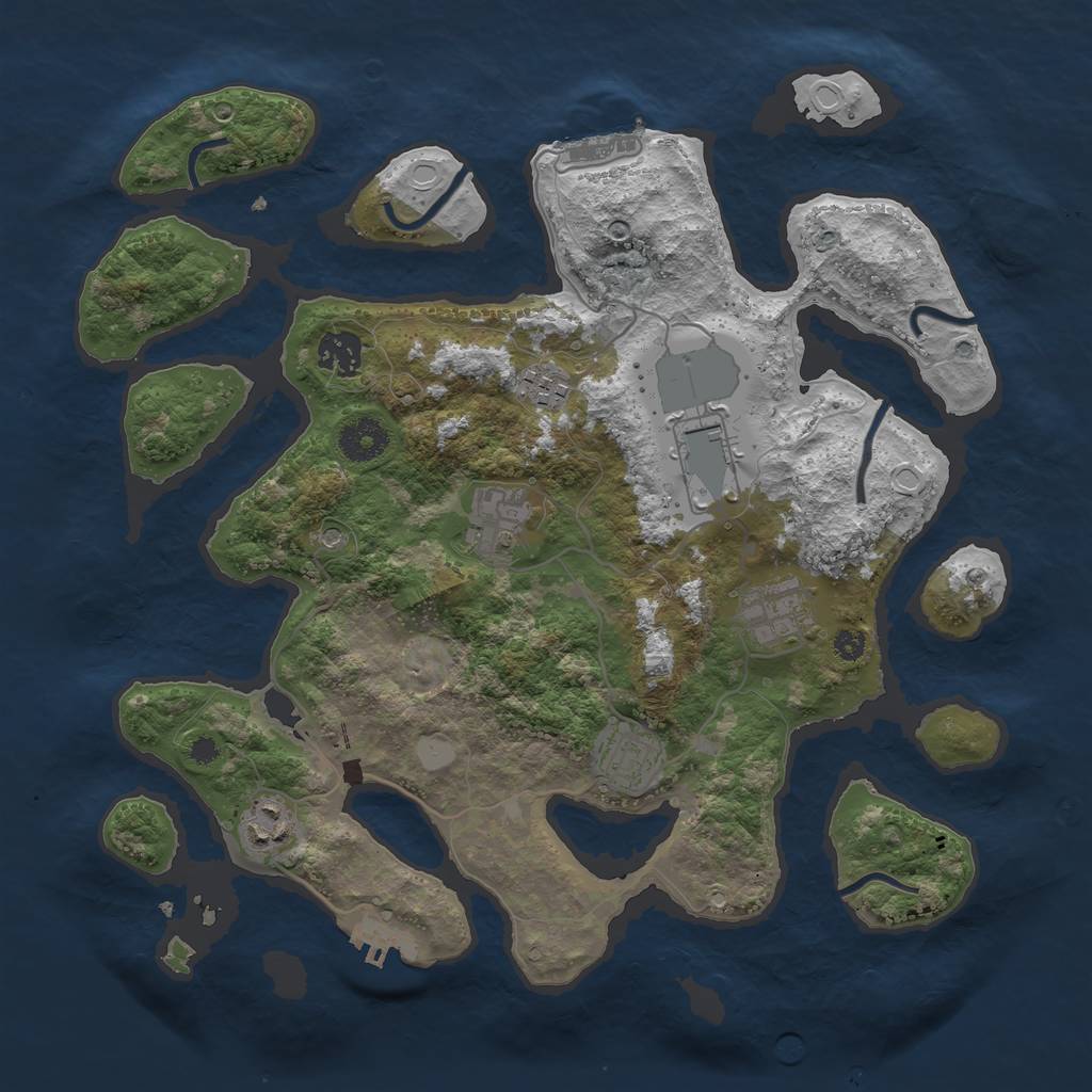 Rust Map: Procedural Map, Size: 3550, Seed: 389684, 15 Monuments