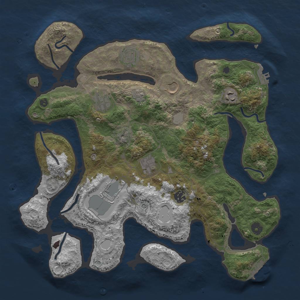 Rust Map: Procedural Map, Size: 3800, Seed: 7, 16 Monuments