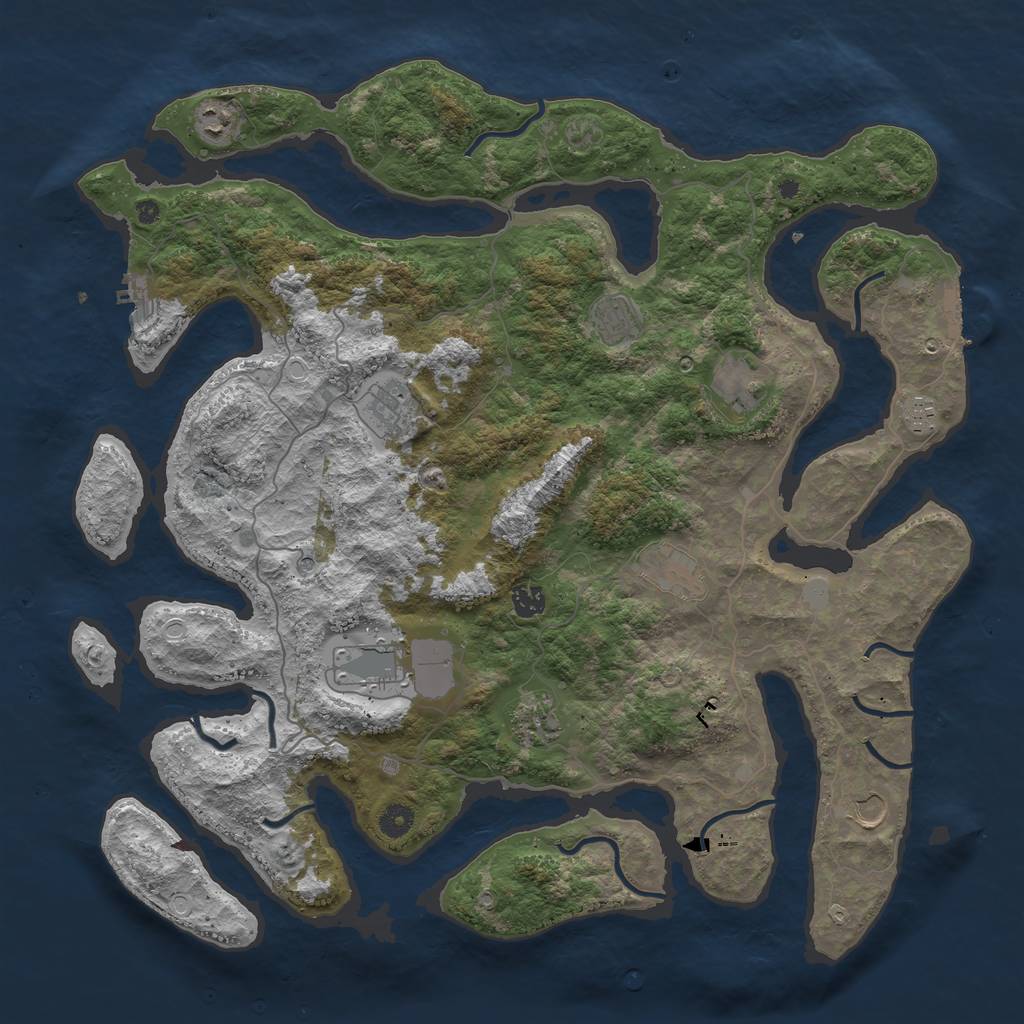 Rust Map: Procedural Map, Size: 4500, Seed: 575043209, 18 Monuments