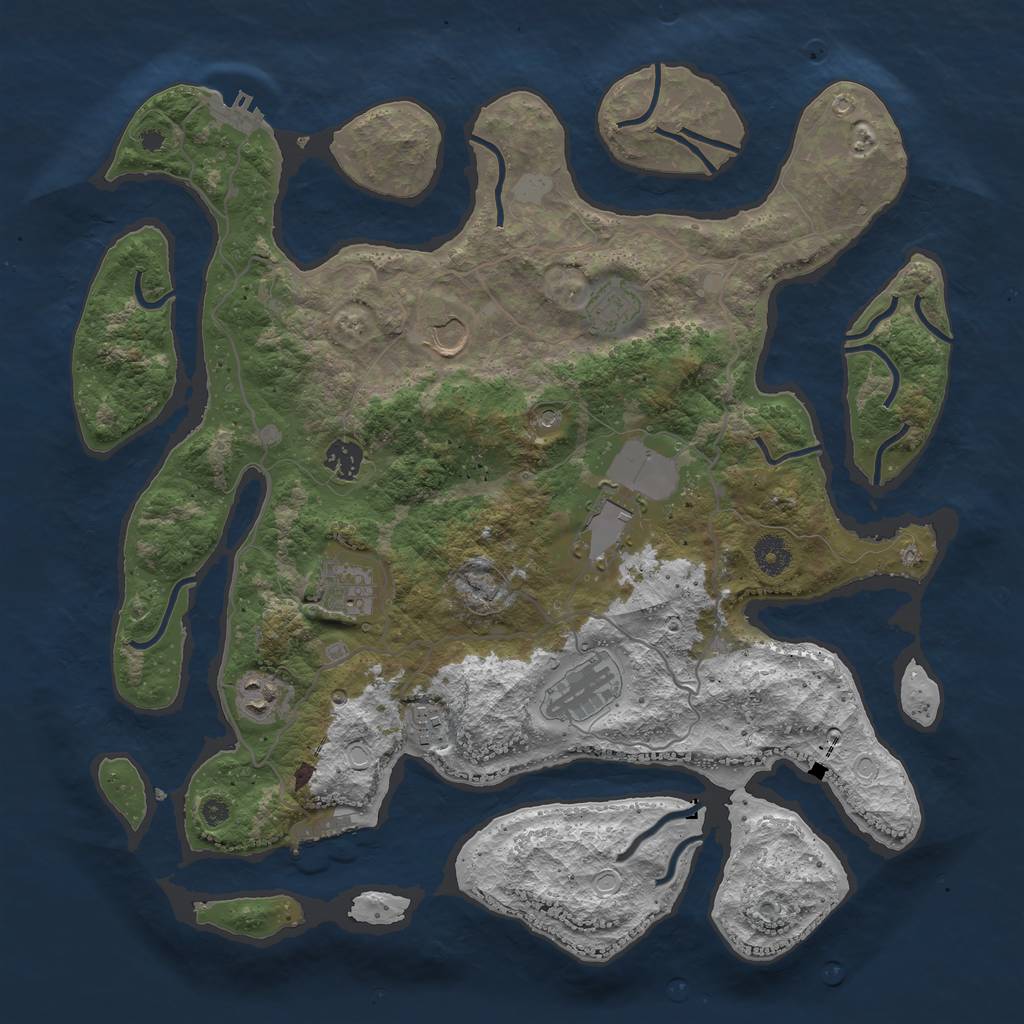 Rust Map: Procedural Map, Size: 4000, Seed: 346907896, 16 Monuments