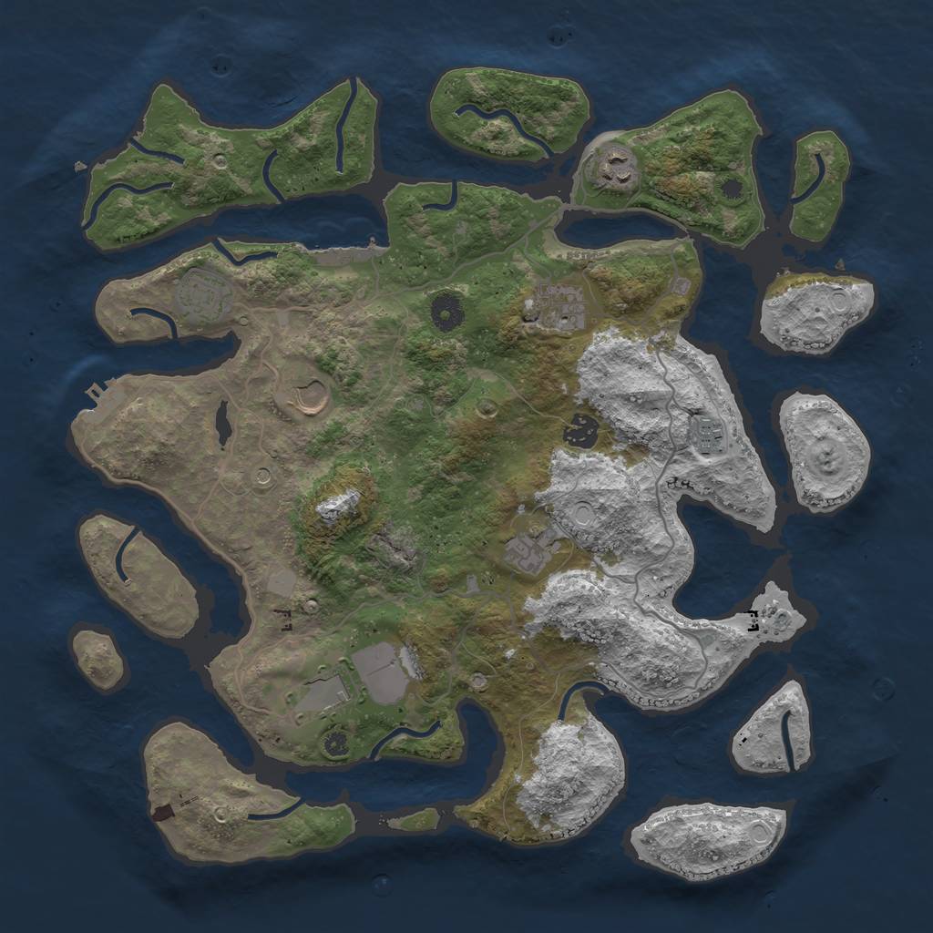 Rust Map: Procedural Map, Size: 4000, Seed: 809698, 16 Monuments