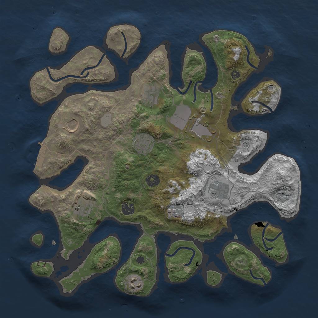 Rust Map: Procedural Map, Size: 3550, Seed: 975894, 16 Monuments