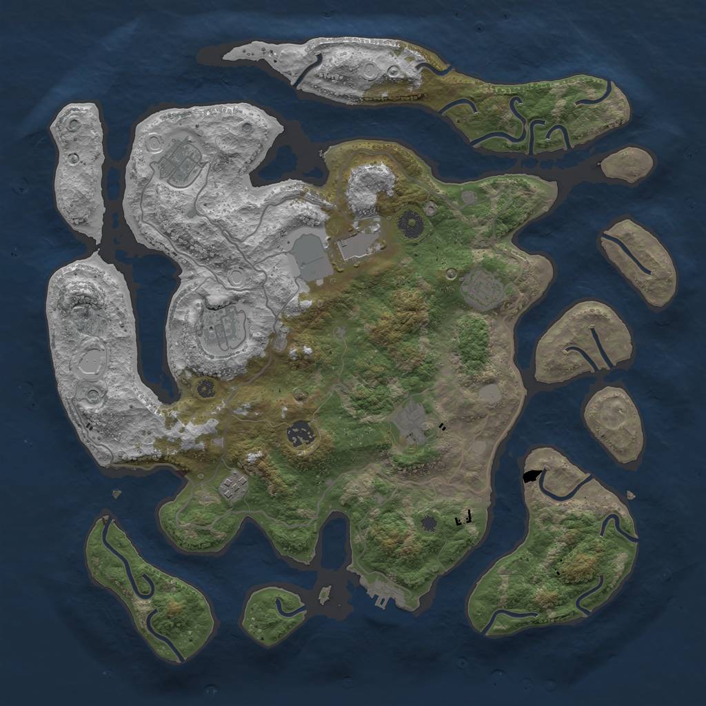 Rust Map: Procedural Map, Size: 4000, Seed: 2398158, 14 Monuments