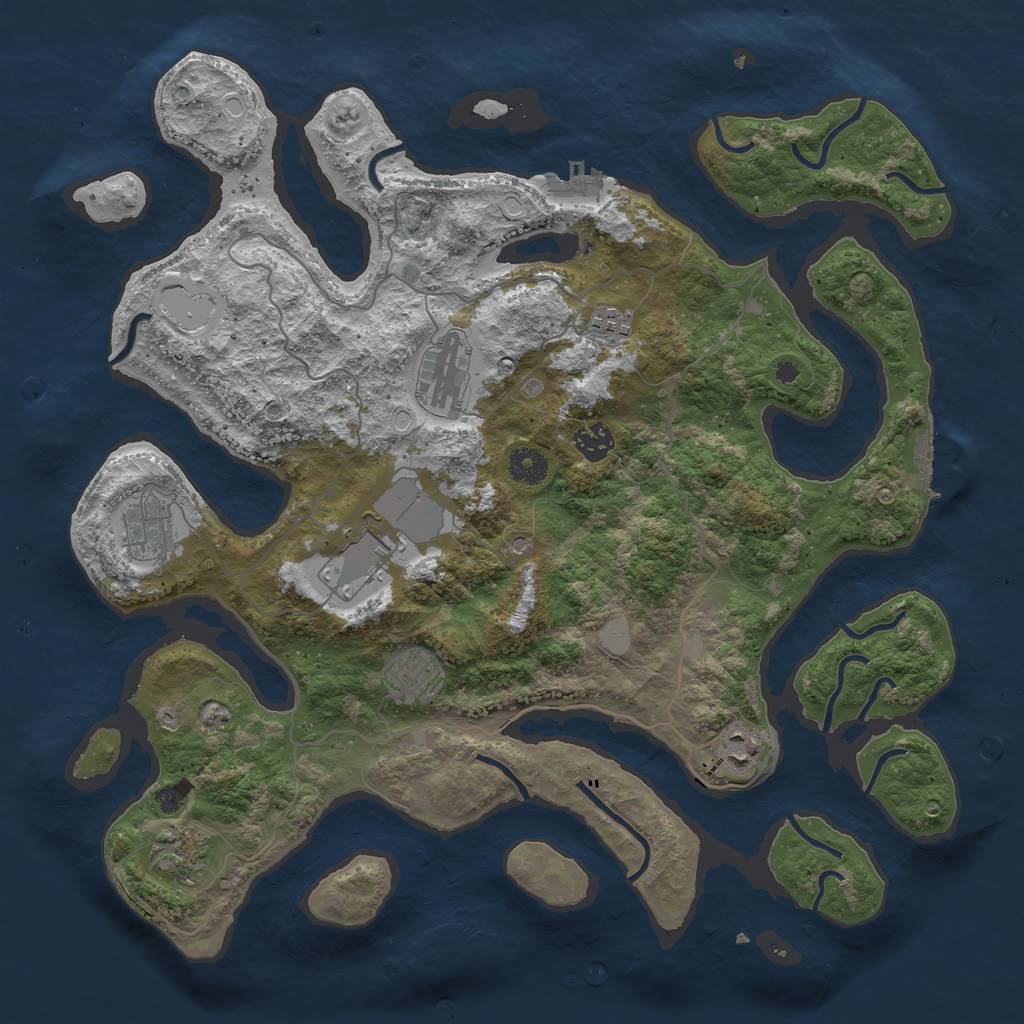 Rust Map: Procedural Map, Size: 4000, Seed: 2093023905, 16 Monuments