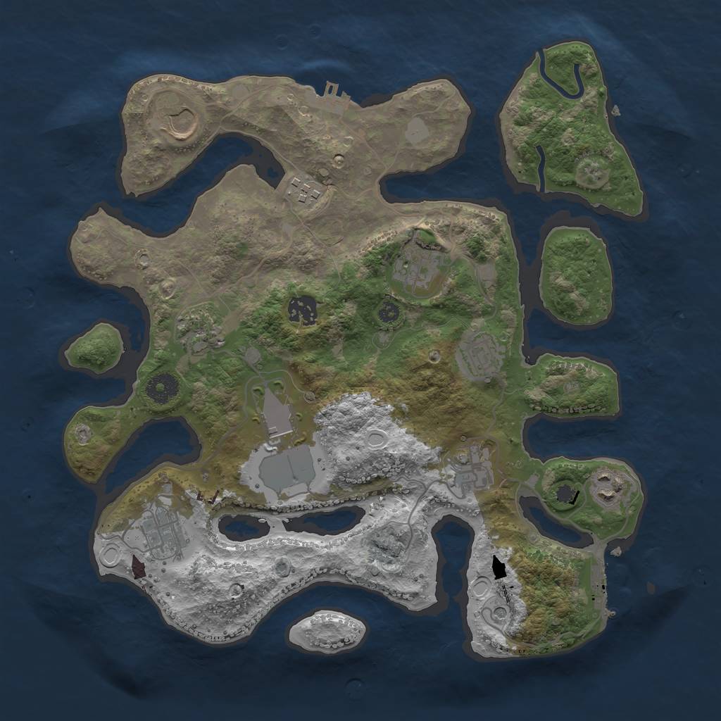 Rust Map: Procedural Map, Size: 3500, Seed: 409128795, 18 Monuments