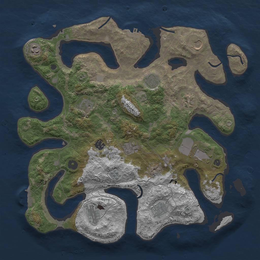 Rust Map: Procedural Map, Size: 4000, Seed: 844178, 19 Monuments