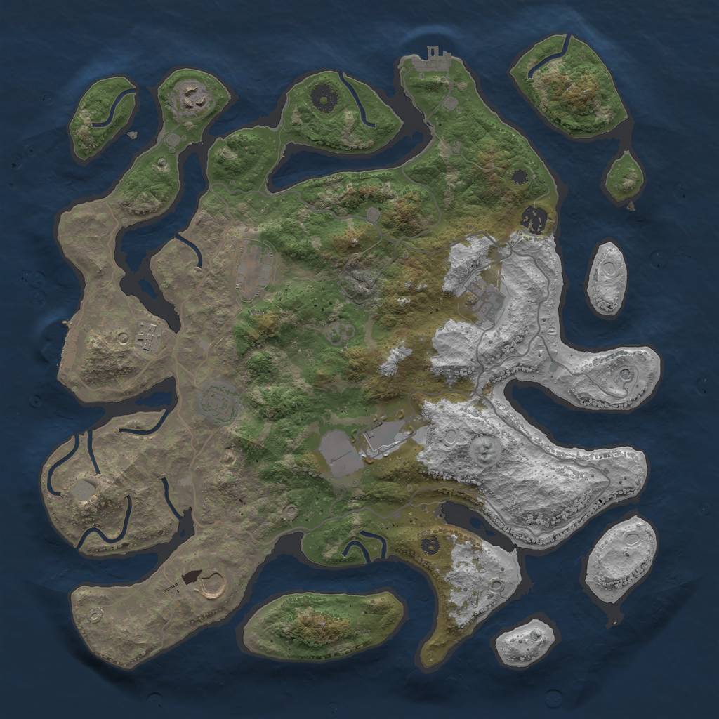 Rust Map: Procedural Map, Size: 4000, Seed: 319125, 16 Monuments