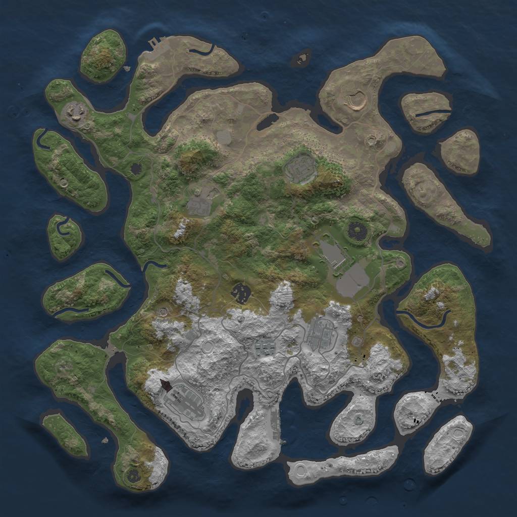 Rust Map: Procedural Map, Size: 4000, Seed: 102029, 17 Monuments