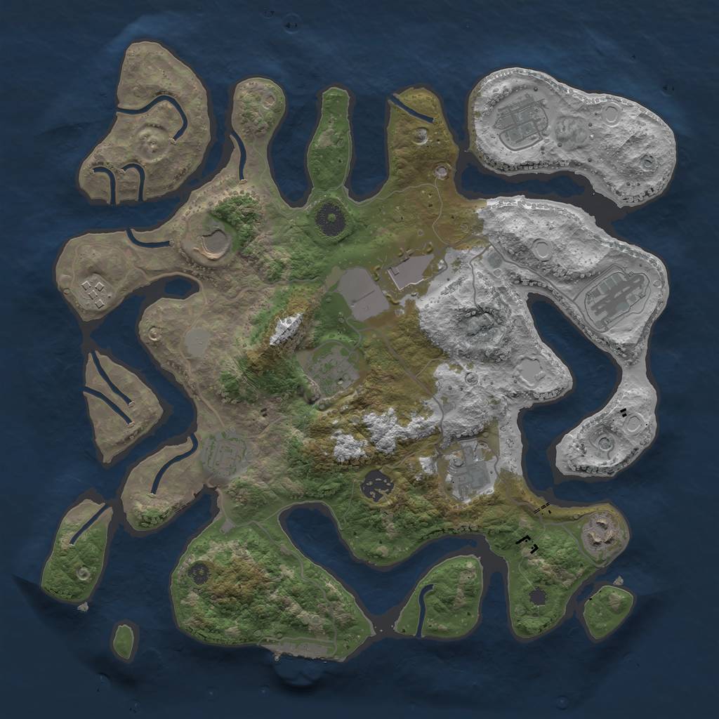 Rust Map: Procedural Map, Size: 3550, Seed: 22907, 17 Monuments