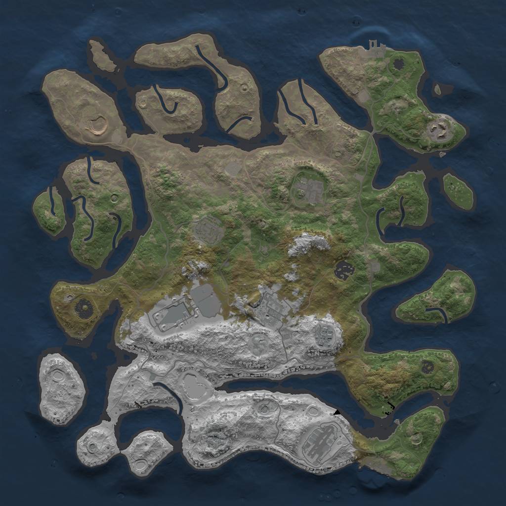 Rust Map: Procedural Map, Size: 4000, Seed: 678449, 17 Monuments