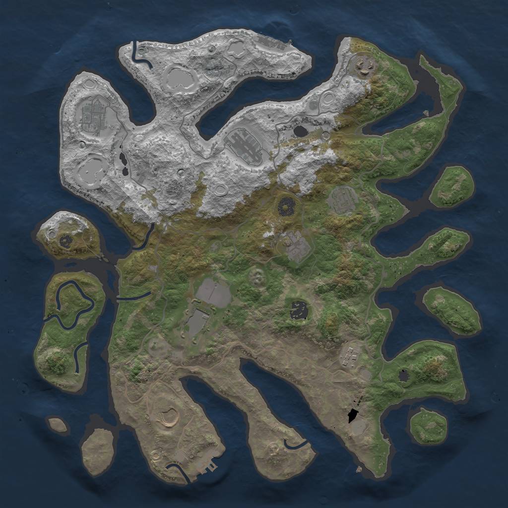 Rust Map: Procedural Map, Size: 4000, Seed: 224868, 17 Monuments