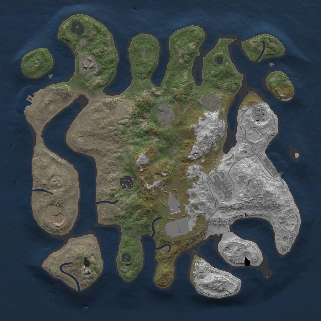 Rust Map: Procedural Map, Size: 3550, Seed: 206648, 16 Monuments