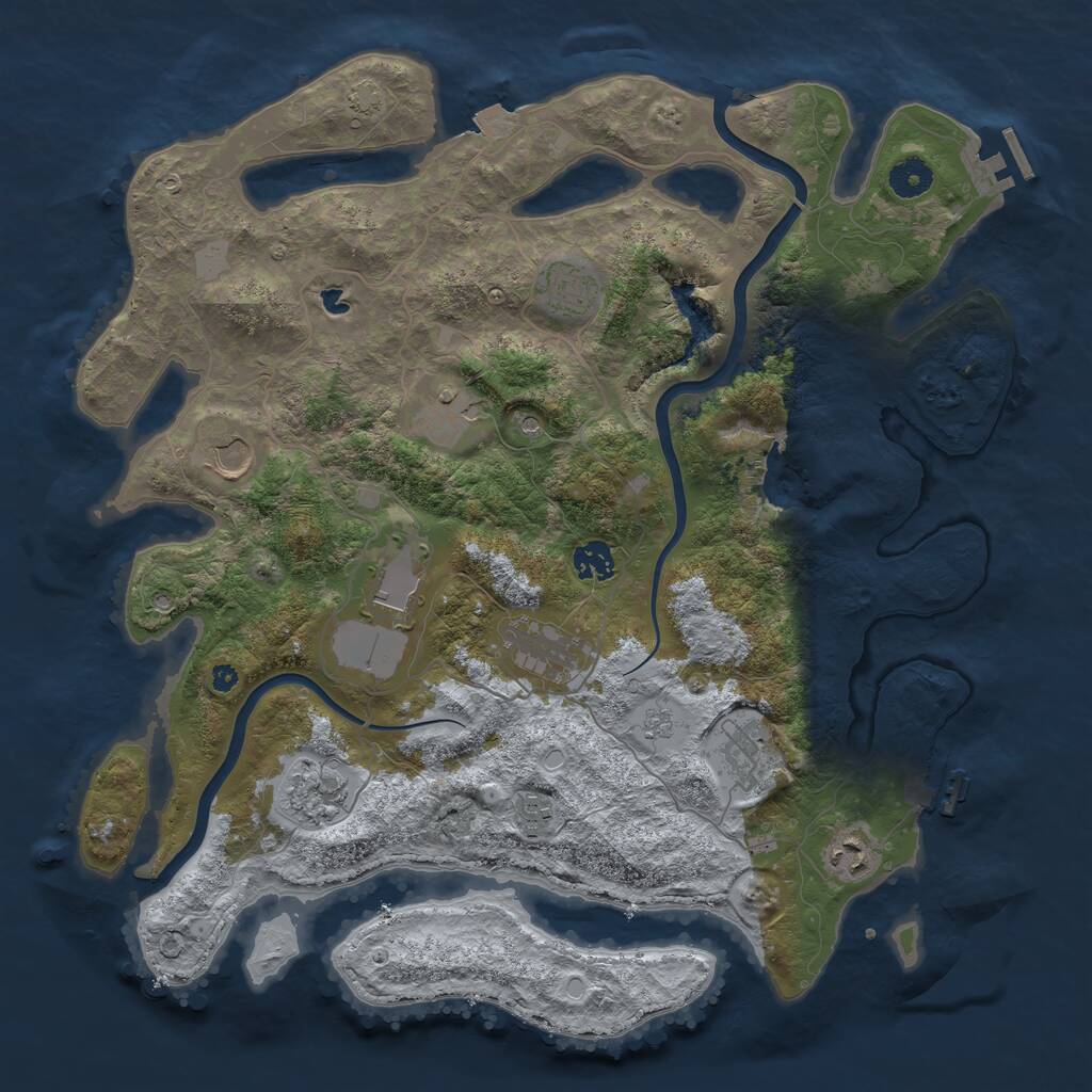 Rust Map: Procedural Map, Size: 4000, Seed: 271553, 16 Monuments