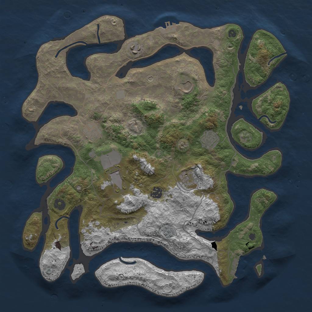 Rust Map: Procedural Map, Size: 4000, Seed: 271553, 16 Monuments